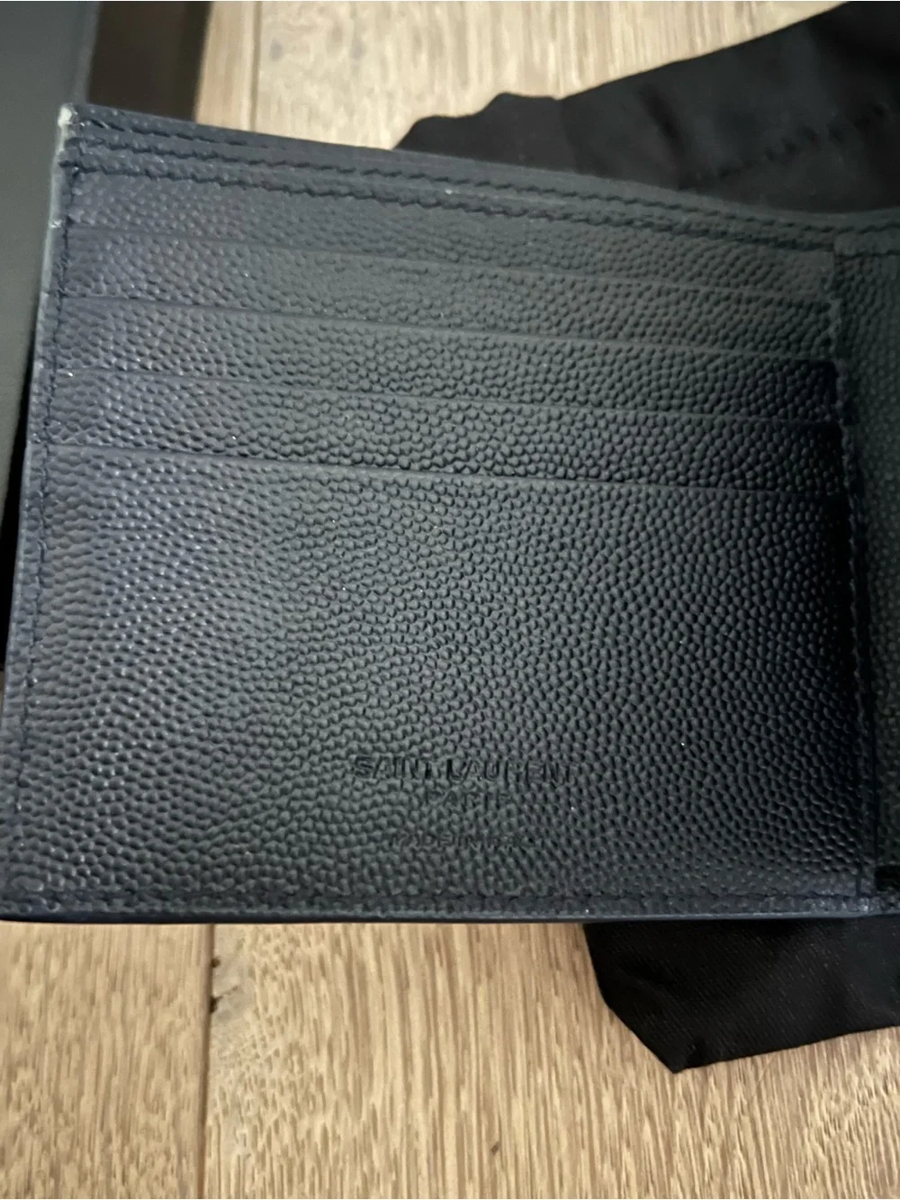 Saint Laurent YSL Pebbled Bi Fold Wallet